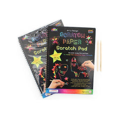 Scratch Paper Spiral Pad (10 x A4 PAGES & 2 TOOLS) with colorful reveal art, helping families thrive with tools to calm connect support