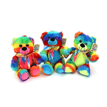 Plush - 22cm Rainbow Coloured Bear Assorted - Sensory Circle