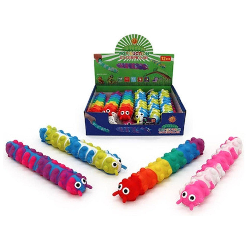 Pop It Suction Caterpillar (4 Assorted) - 26cm - Sensory Circle