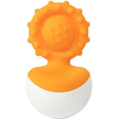 Dimpl Wobl orange tactile fidget with textured top and smooth white base, helping families thrive with tools to calm connect and support
