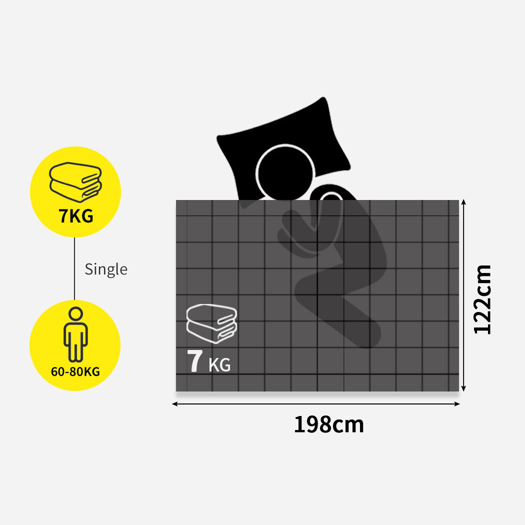 DreamZ 7KG Weighted Blanket Promote Deep Sleep Anti Anxiety Single Dark Grey - Sensory Circle