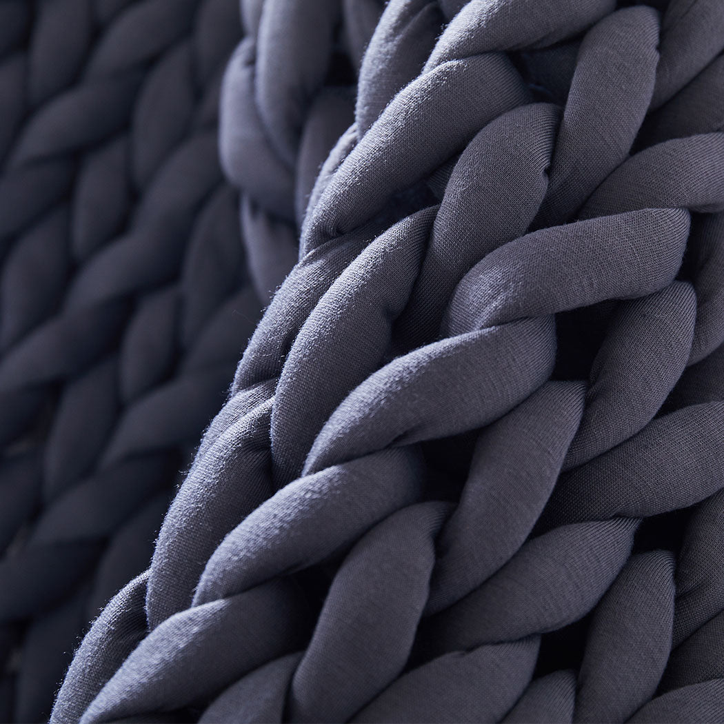 DreamZ Knitted Weighted Blanket Chunky Bulky Knit Throw Blanket 6.5KG Dark Grey - Sensory Circle