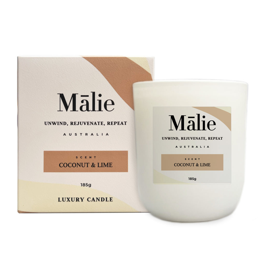 Coconut & Lime Luxury Soy Candle 185g - Malie - Sensory Circle