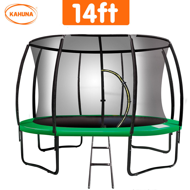 Kahuna 14ft Trampoline Free Ladder Spring Mat Net Safety Pad Cover Round Enclosure - Green - Sensory Circle