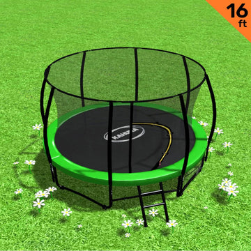 Kahuna 16ft Trampoline Free Ladder Spring Mat Net Safety Pad Cover Round Enclosure - Green - Sensory Circle