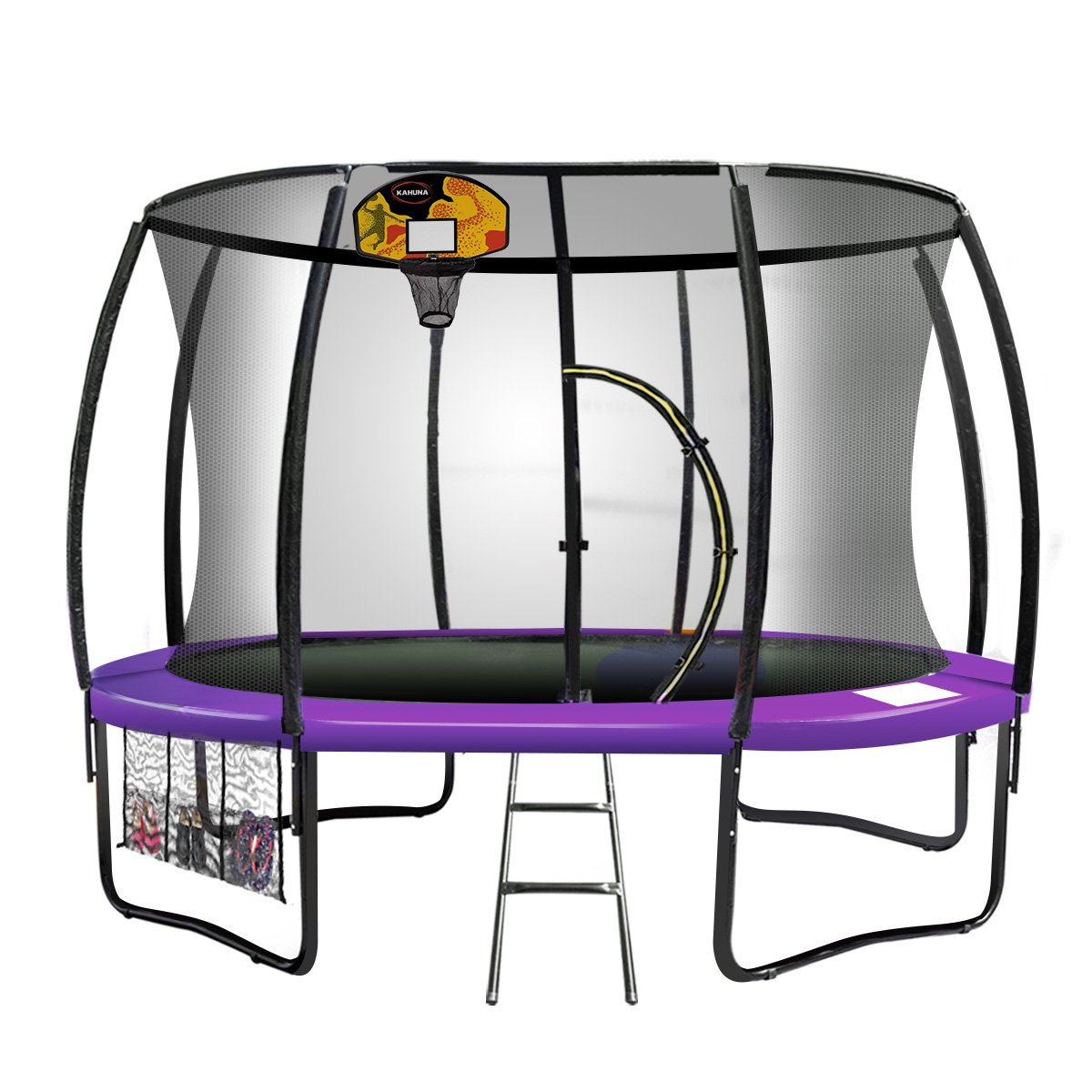 Kahuna 16ft Outdoor Trampoline Kids Children With Safety Enclosure Pad Mat Ladder Basketball Hoop Set - Purple - Sensory Circle