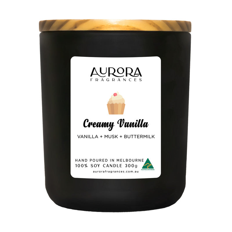 Aurora Creamy Vanilla Triple Scented Soy Candle Australian Made 300g - Sensory Circle