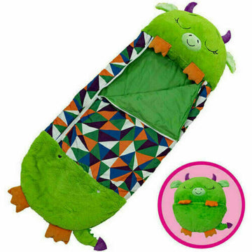 Kids Sleeping Bag Happy Children Toy Plush Green Dragon Large - Sensory Circle